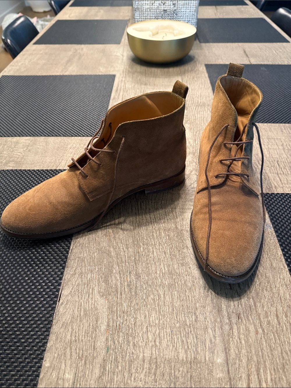 Octobre Éditions Men’s Suede Chukka Boots Size 45 US 12 Camel Brown